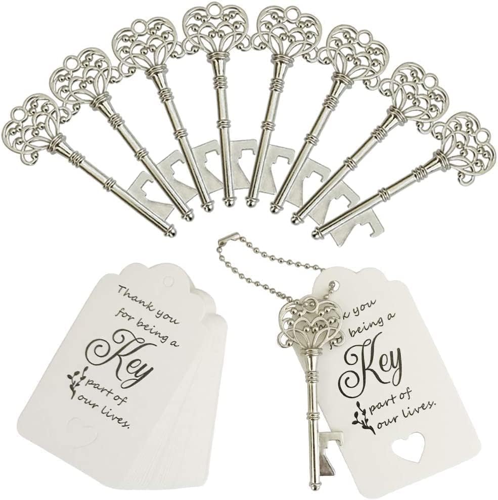 100 PCS Wedding Favors Bottle Opener,Wedding Gifts for Guest Vintage Skeleton Key Opener,K