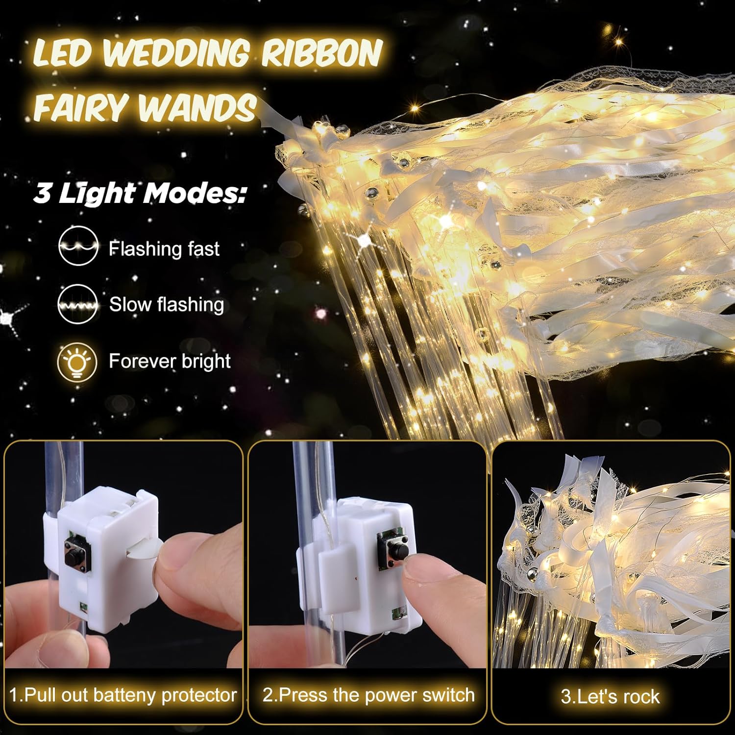 HONLYNE 100PCS Light up Wands for wedding