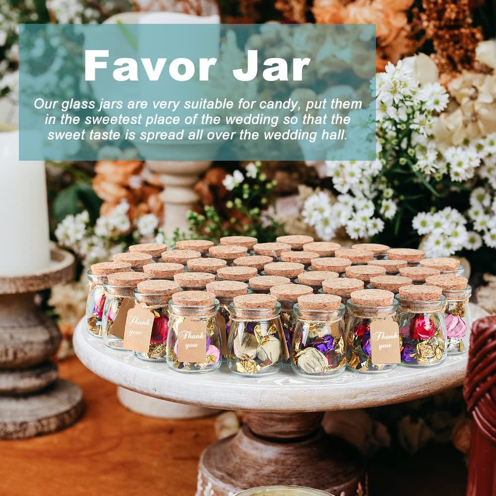 Ritayedet 40 Pack Glass Favor Jars with Cork Lid